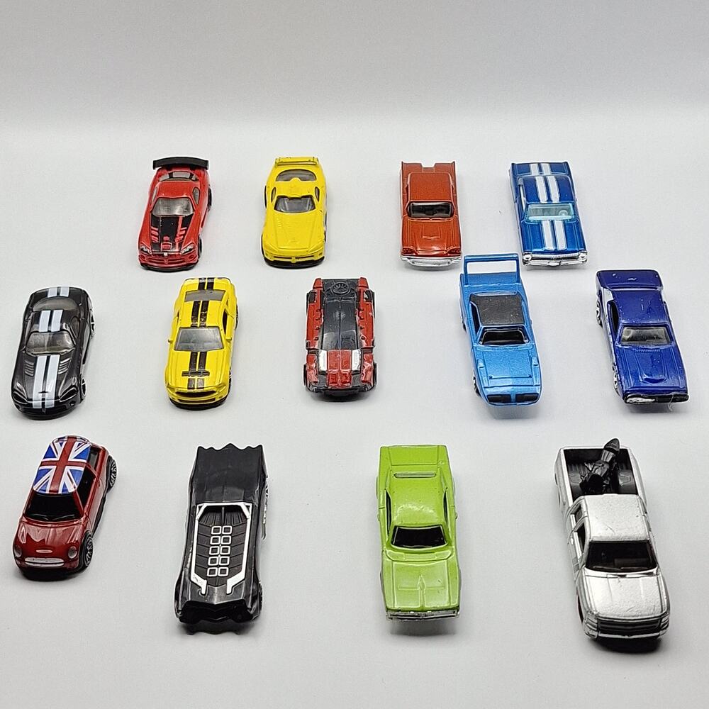 Loose Mixed Diecast Toy Car & Truck Lot 13 Pieces (Batmobile, Superbird, Muscle)